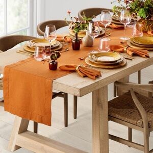 Williams-Sonoma Italian Washed Linen Table Runner • Terracotta • 100%‎ Linen